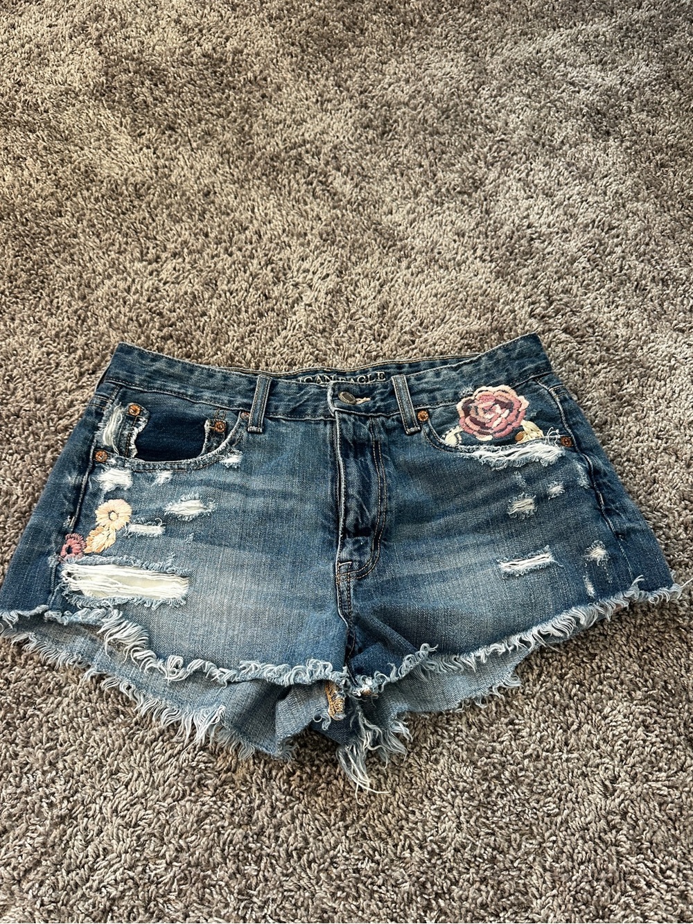 American Eagle flower embroidered shorts